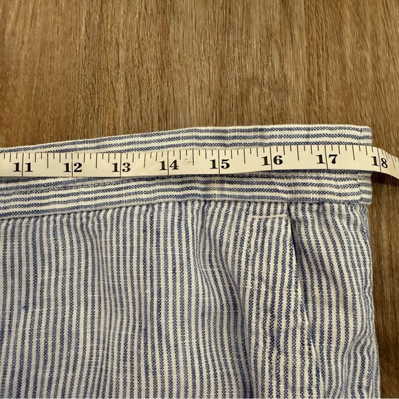Talbots Linen Pants Women’s Size 6P White Blue Stripes Drawstring Coastal Beach - Picture 7 of 10